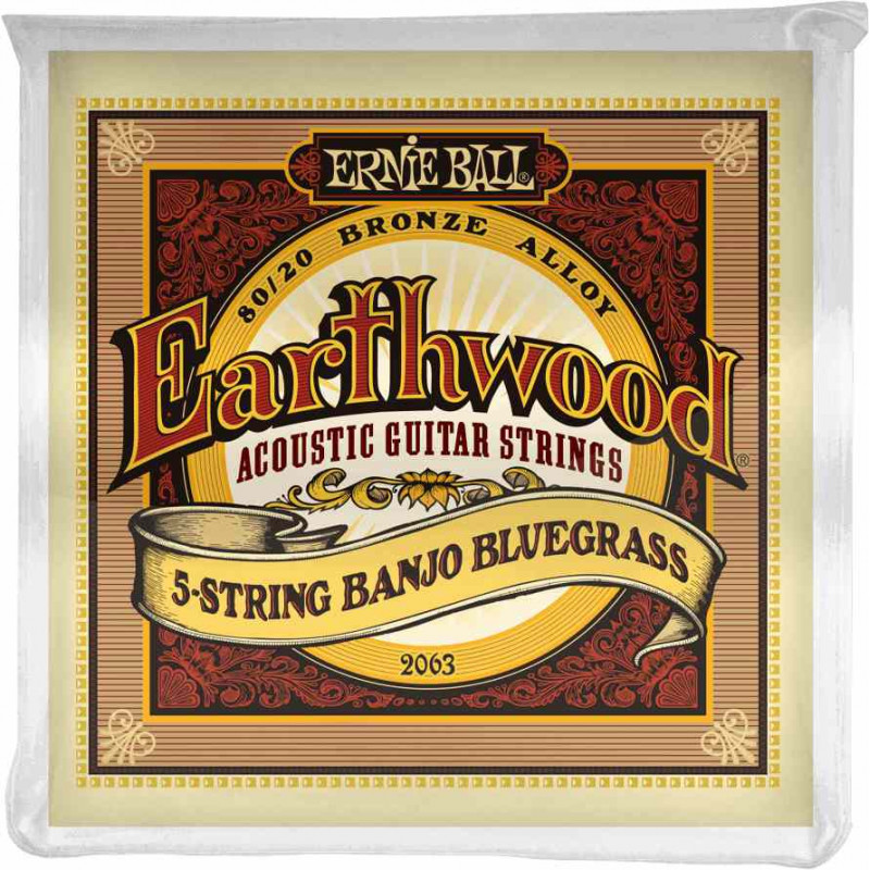 Ernie Ball 2063 - Jeu de 5 cordes Earthwood Banjo Bluegrass à boucle