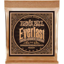 Ernie Ball 2544 - Jeu de cordes acoustique Phosphore Bronze - Everlast Coated - Medium 13-56