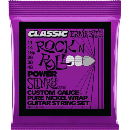 Ernie Ball 2250 - Jeu de cordes guitare électrique Classic Rock'N'Roll - Power Slinky 11-48