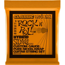 Ernie Ball 2252 - Jeu de cordes guitare électrique Classic Rock'N'Roll - Hybrid Slinky 9-46