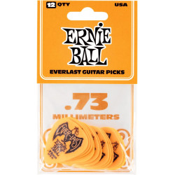 Ernie Ball 9190 - Sachet de 12 médiators Everlast orange - 0.73mm