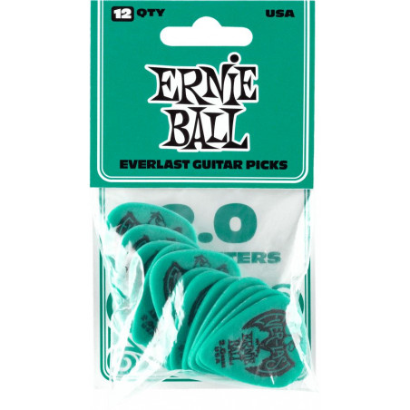 Ernie Ball 9196 - Sachet de 12 médiators Everlast bleu givré - 2.00mm