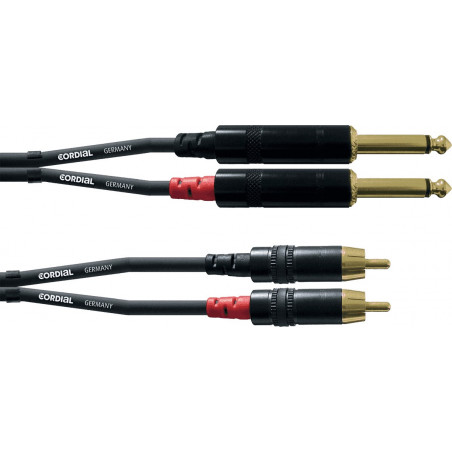 Cordial CFU0.9PC - Câble audio 2 jacks mono mâles - 2 RCA mâles 90 cm