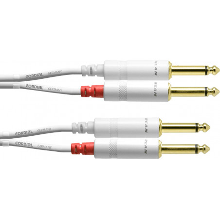 Cordial CFU1.5PP-SNOW - Câble audio 2 jack - 2 jack mono 1,5 m blanc