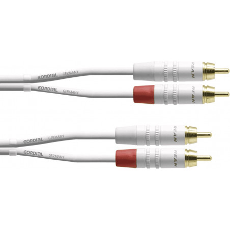 Cordial CFU3CC-SNOW - Câble audio 2 RCA mâles - 2 RCA mâles 3 m blanc