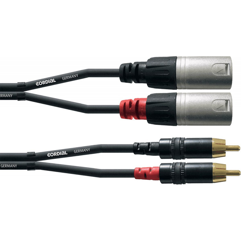 Cordial CFU3MC - Câble audio 2 XLR mâles - 2 RCA mâles 3 m