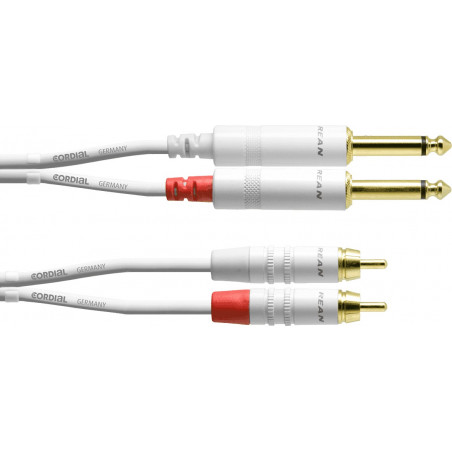 Cordial CFU6PC-SNOW - Câble audio 2 jacks mono mâles - 2 RCA mâles 6 m blanc