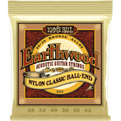 Ernie Ball 2069 - Jeu de cordes guitare folk nylon à boule - Earthwood 80/20 Bronze - 28-42