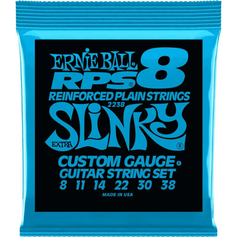 Ernie Ball 2238 - Jeu de cordes guitare électrique - RPS 8 reinforced - Extra Slinky 8-38