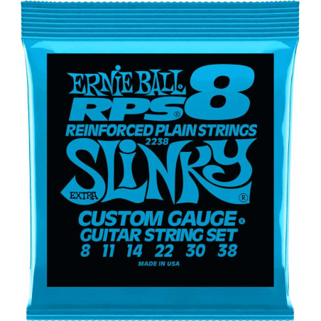 Ernie Ball 2238 - Jeu de cordes guitare électrique - RPS 8 reinforced - Extra Slinky 8-38