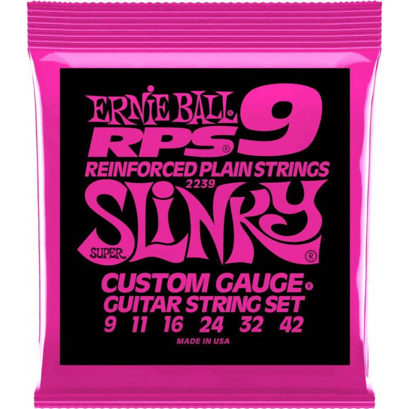 Ernie Ball 2239 - Jeu de cordes guitare électrique - RPS 9 reinforced - Super Slinky 9-42
