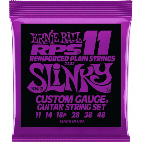 Ernie Ball 2242 - Jeu de cordes guitare électrique - RPS 11 reinforced - Power Slinky 11-48