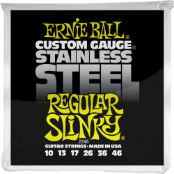 Ernie Ball 2246 - Jeu de cordes guitare électrique - Stainless Steel - Regular Slinky 10-46