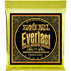 Ernie Ball 2556 - Jeu de cordes acoustiques - Everlast Coated - Médium Light 12-54