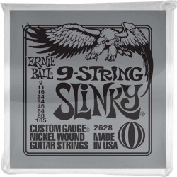 Ernie Ball 2628 - Jeu de 9 cordes guitare électrique - Slinky 9-105