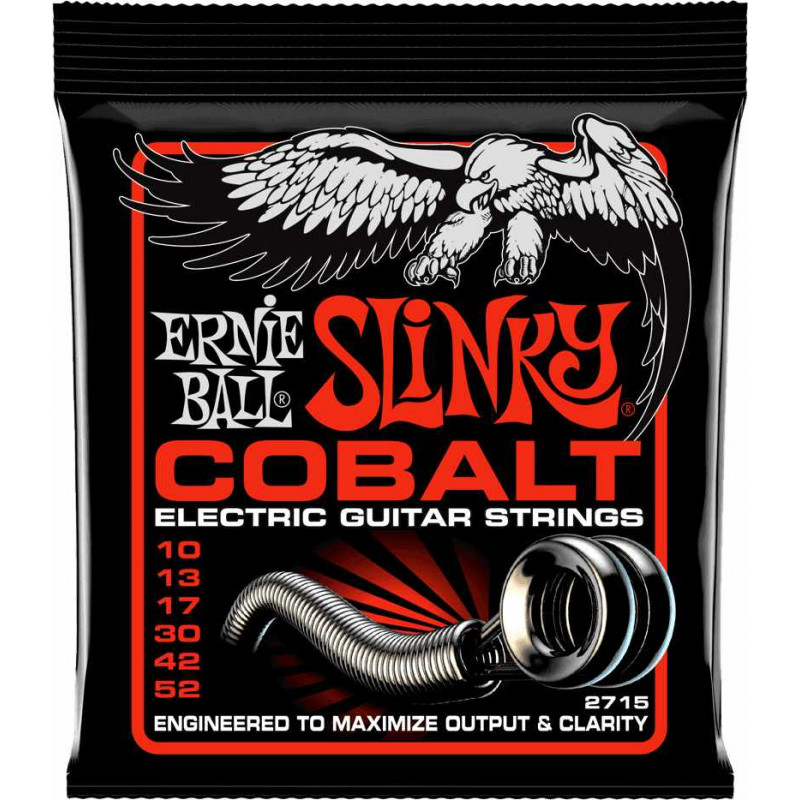 Ernie Ball 2715 - Jeu de cordes électriques - Slinky Cobalt - Skinny Top Heavy Bottom 10-52