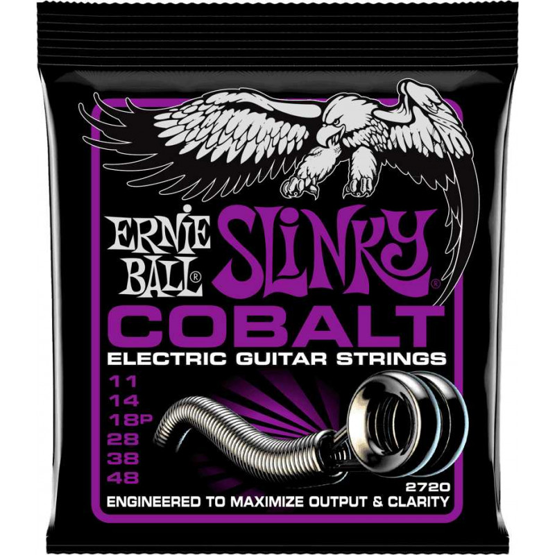 Ernie Ball 2720 - Jeu de cordes électriques - Slinky Cobalt - Power Slinky 11-48