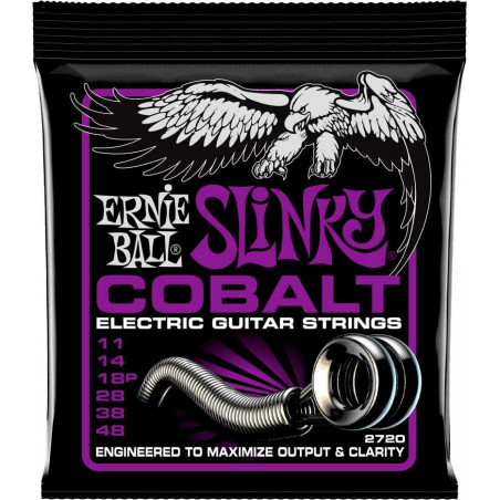 Ernie Ball 2720 - Jeu de cordes électriques - Slinky Cobalt - Power Slinky 11-48