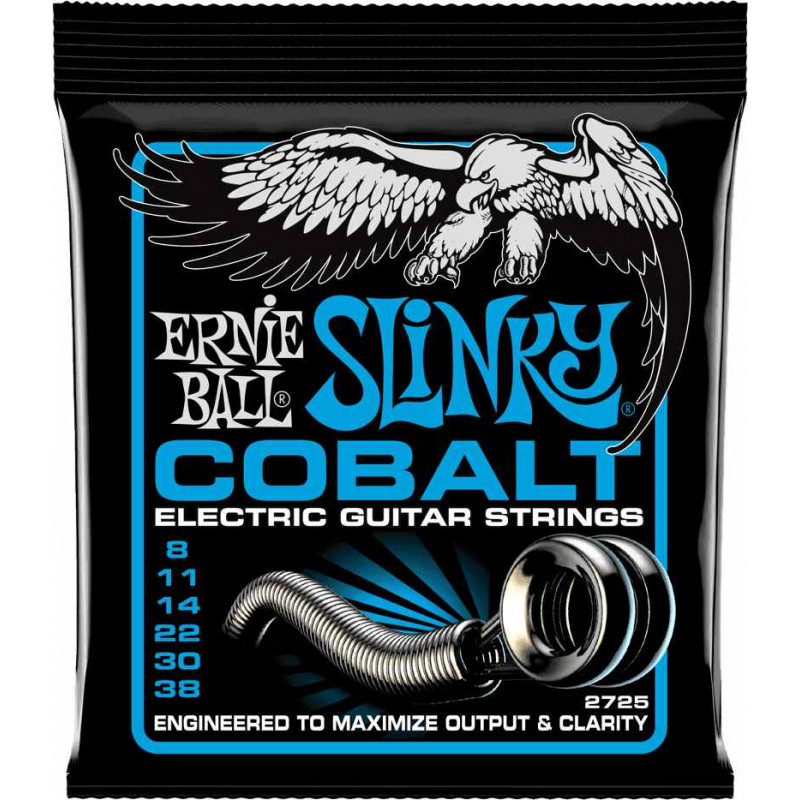Ernie Ball 2725 - Jeu de cordes électriques - Slinky Cobalt - Extra Slinky 8-38