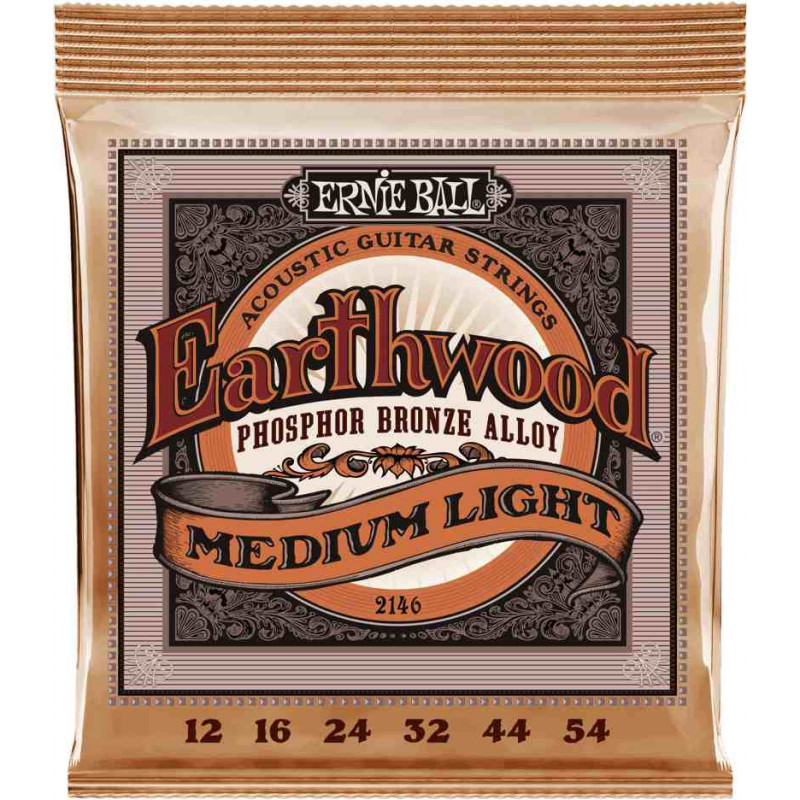 Ernie Ball 2146 - Jeu de cordes acoustiques - Earthwood Phosphor Bronze - Médium Light 12-54