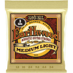 Ernie Ball 3003 - 3 jeux de cordes acoustiques - Earthwood 80/20 Bronze - Médium Light 12-54