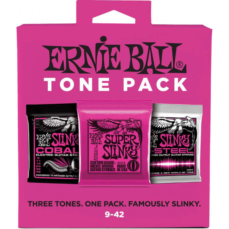 Ernie Ball 3333 - 3 jeux de cordes électriques - Tone Pack - Super Slinky 9-42