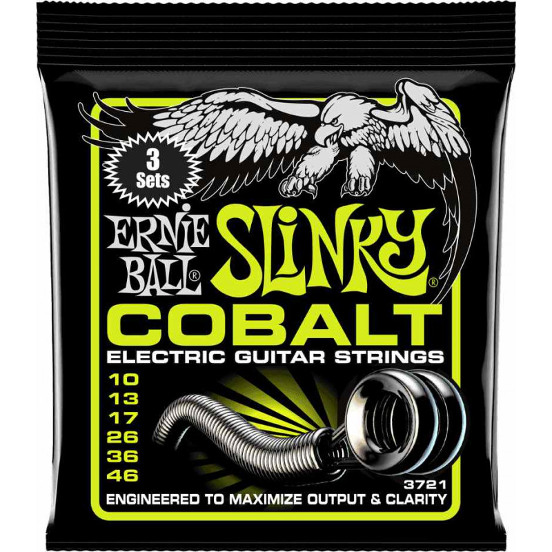 Ernie Ball 3721 - 3 jeux de cordes électriques - Slinky Cobalt - Regular Slinky 10-46