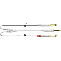 Cordial CFY3VPP-LONG-SNOW - Câble audio bretelle jack mâle stéréo - 2 jacks mâles mono longs 3 m blanc