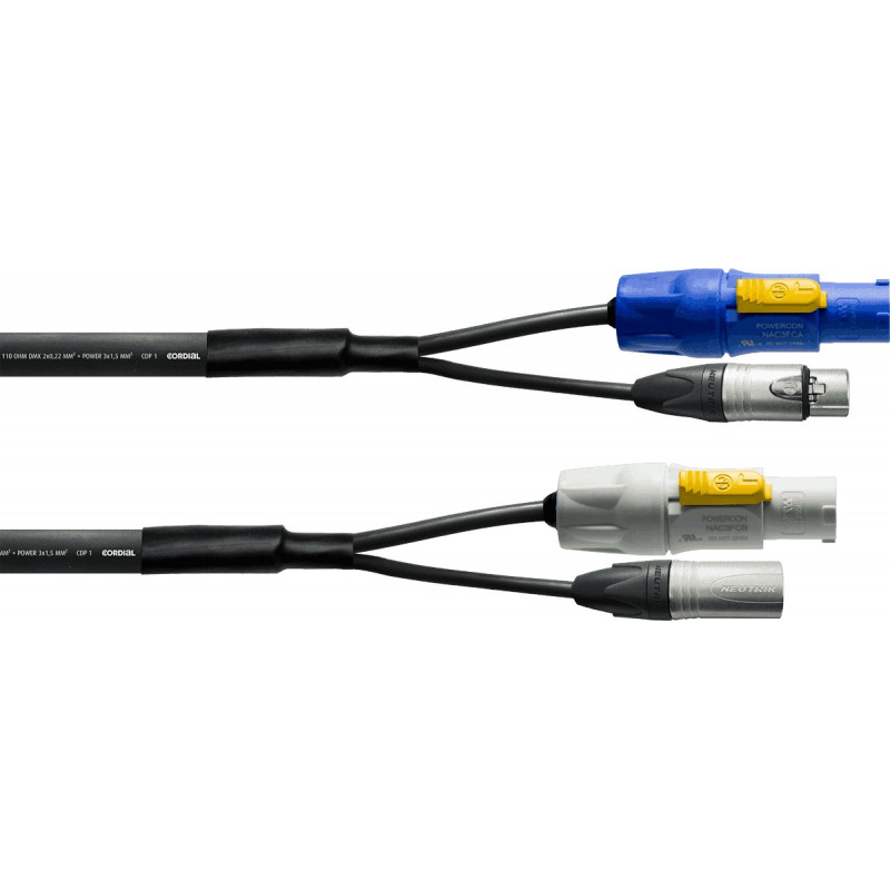 Cordial CPH3-DMX1-5-PWR1 - Câble DMX XLR 5 points + PowerCON 3 m
