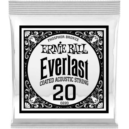 Ernie Ball 10220 - Corde acoustique au détail Everlast Phosphor Bronze - Filé rond 020