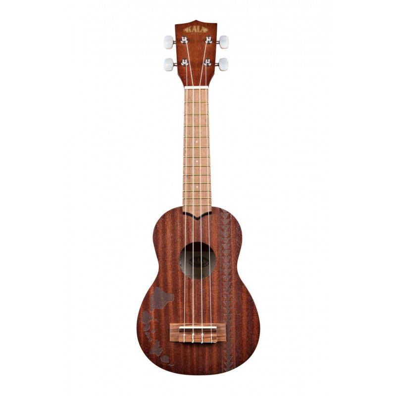 Kala KA-15-S-H2  - Ukulele Soprano - finition satinée - motifs Ile et tatoo (+ housse)