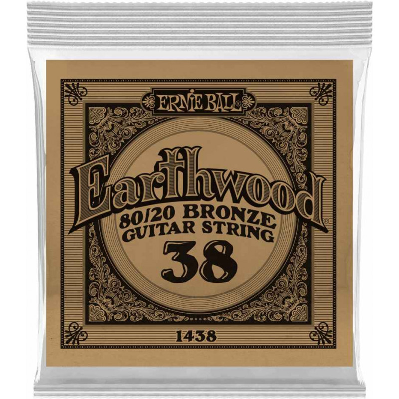 Ernie Ball 1438 - Corde acoustique au détail Earthwood 80/20 Bronze - Filé bronze 038