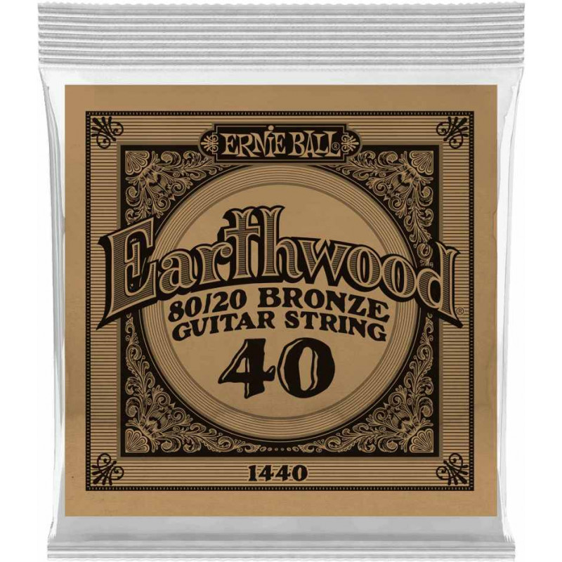 Ernie Ball 1440 - Corde acoustique au détail Earthwood 80/20 Bronze - Filé bronze 040