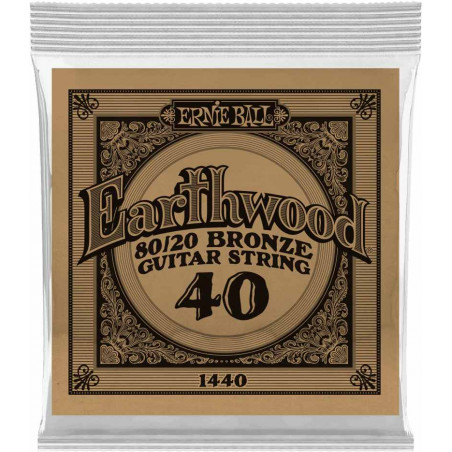 Ernie Ball 1440 - Corde acoustique au détail Earthwood 80/20 Bronze - Filé bronze 040