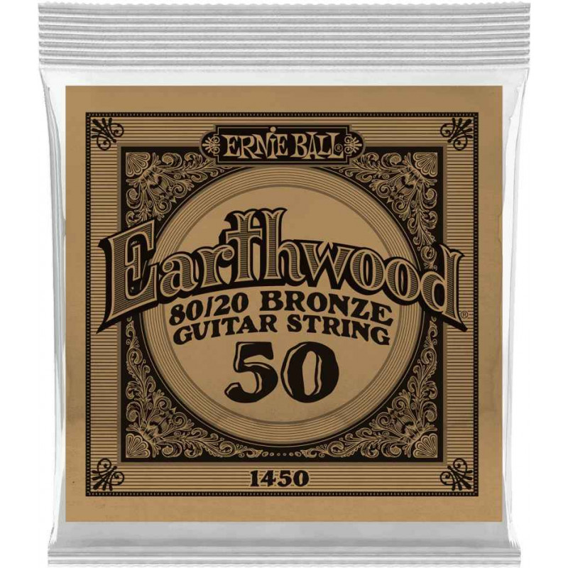 Ernie Ball 1450 - Corde acoustique au détail Earthwood 80/20 Bronze - Filé bronze 050