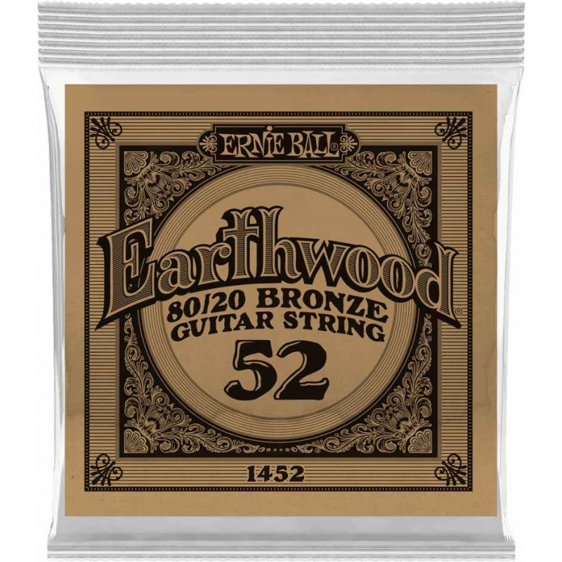 Ernie Ball 1452 - Corde acoustique au détail Earthwood 80/20 Bronze - Filé bronze 052