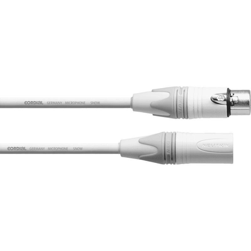 Cordial CXM1FM-SNOW - Câble microphone XLR mâle - XLR femelle Neutrik 1 m blanc
