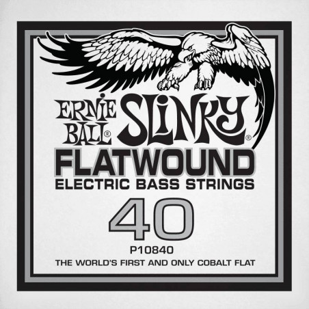 Ernie Ball 10840 - Corde basse au détail Slinky Flatwound - Filé plat Cobalt 40