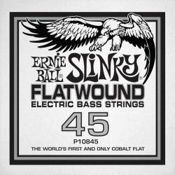 Ernie Ball 10845 - Corde basse au détail Slinky Flatwound - Filé plat Cobalt 45