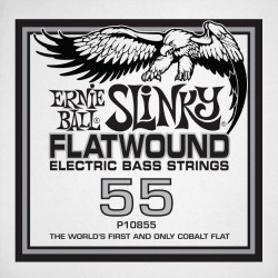 Ernie Ball 10855 - Corde basse au détail Slinky Flatwound - Filé plat Cobalt 55