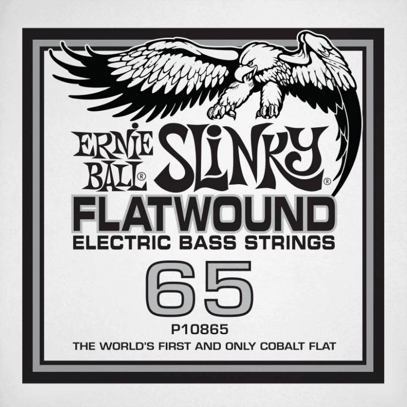 Ernie Ball 10865 - Corde basse au détail Slinky Flatwound - Filé plat Cobalt 65