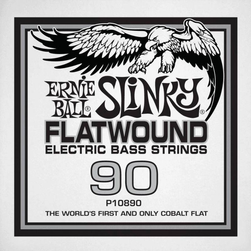 Ernie Ball 10890 - Corde basse au détail Slinky Flatwound - Filé plat Cobalt 90