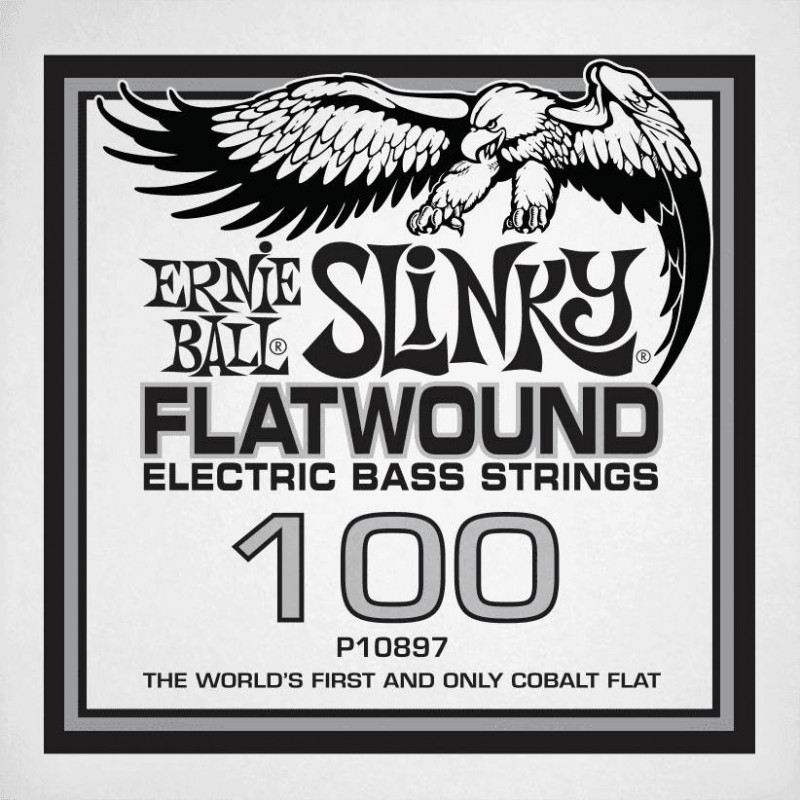 Ernie Ball 10897 - Corde basse au détail Slinky Flatwound - Filé plat Cobalt 100