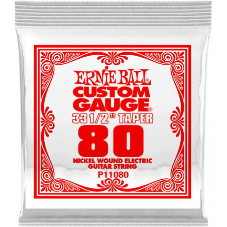 Ernie Ball 11080 - Corde électrique au détail Nickel Wound - Filé rond long scale 080