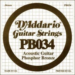 Corde au détail Guitare acoustique D'Addario Filée Phosphore Bronze 034 - PB034