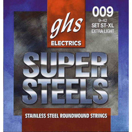 GHS ST-XL - Jeu de cordes guitare électrique - Super Steels - Extra Light 09-42