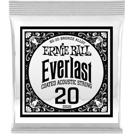 Ernie Ball 10320 - Corde acoustique au détail Everlast Bronze - Filé rond 020