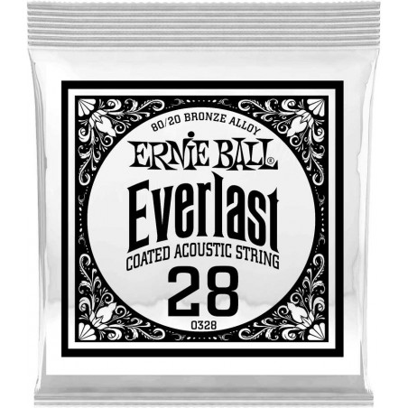 Ernie Ball 10328 - Corde acoustique au détail Everlast Bronze - Filé rond 028
