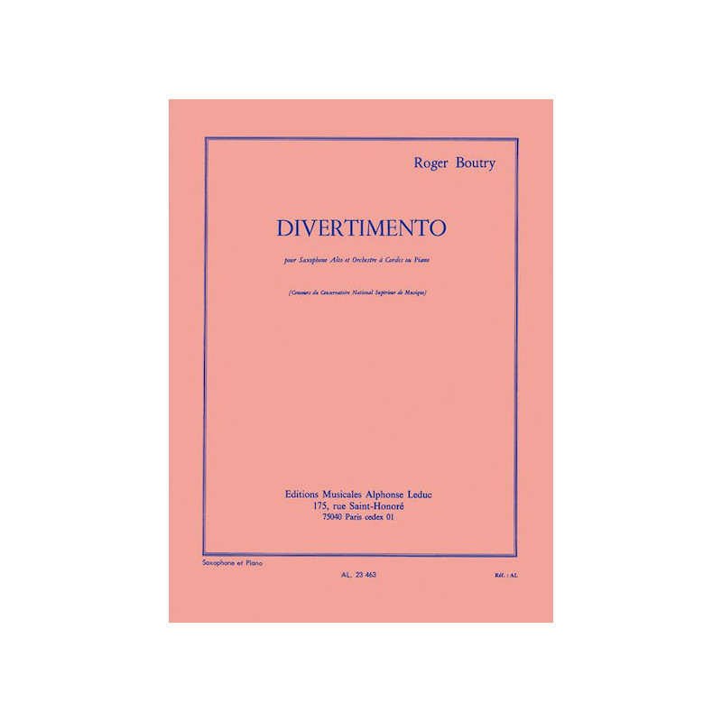 Divertimento pour saxophone Alto et piano - Roger Boutry