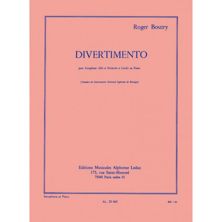 Divertimento pour saxophone Alto et piano - Roger Boutry
